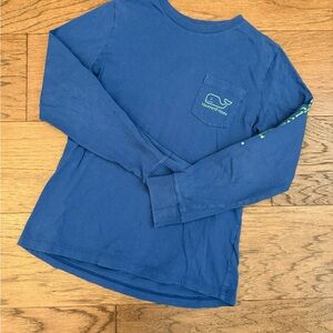 Vineyard Vines Kids Long Sleeve Tee in Blue with Green Accents